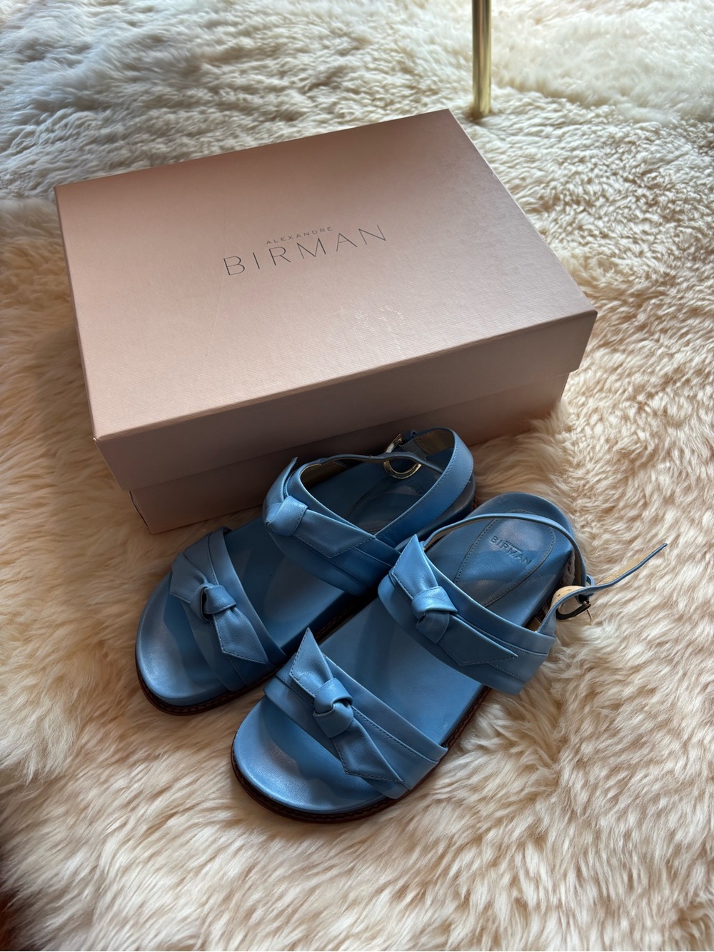 Alexandre Birman Light Blue Leather Knot Sandals